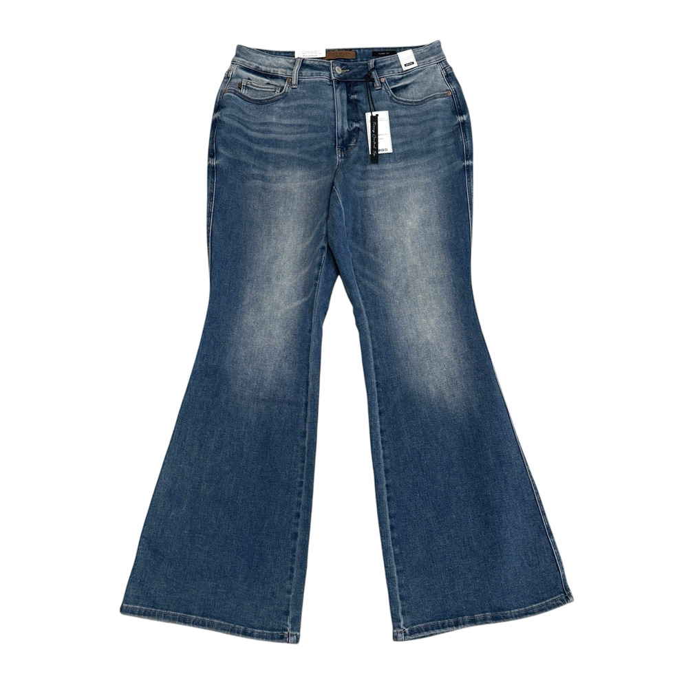 Judy Blue Flare Fit Jeans Womens 14W (33X32) Blue Tummy Control Denim Mid Rise